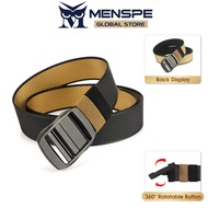 MENSPE Men Belt Outdoor Tactical Belt Adjustable Buckle Belt Rotating Buckle Nylon Waistband Double-