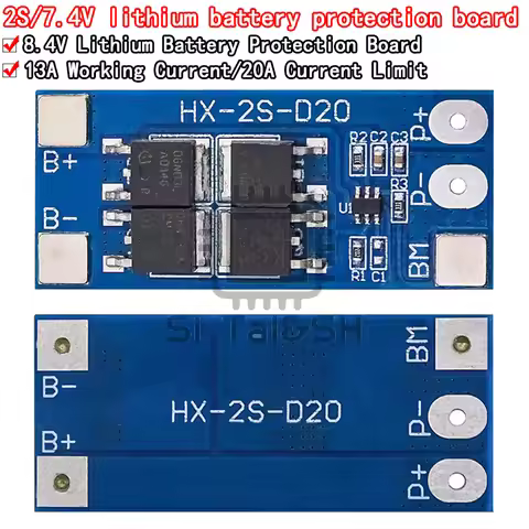 1~10Pcs 2S 7.4V 18650 Lithium Battery Protection Board Module 8.4 V Battery 13A Working Current 20A 