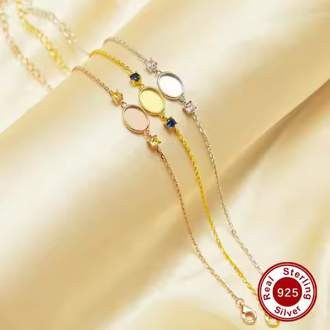6x8MM Keepsake Mother Milk Resin Oval Bezel Birthstone Bracelet Settings,925 Sterling Silver Bracele