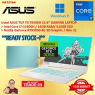#AT216 USED ASUS TUF FX560H Gaming Laptop Intel Core i7-11600H 16G 512SB SSD NvIdia RTX3050 RTX 3050
