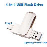 TYPE-C 4ใน1โทรศัพท์มือถือแฟลชไดร์ฟ USB สำหรับ Iphone Ipad 64GB หน่วยความจำ32GB ไดร์ฟปากกา16GB Pendrive 128GB