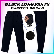 【ETO BLACK LONG PANTS 805】 Unisex Tracksuit Long Pants Waist 26-44 Inch Elastic Pants Seluar Panjang