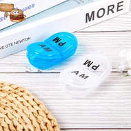sun 2 Grids Waterproof Pill Organizer Portable Oval Pill Box Pill Container Daily AM&PM Containers s