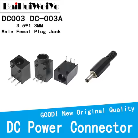 20PCS/LOT 10 Pairs DC003 DC003A 3.5*1.3MM Male Power Plug Jack CONNECTOR MALE Welding Line DC-003A D