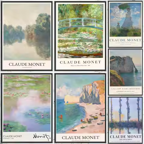 Claude Monet ART Painting Calligraphy HD Canvas Poster Crease Free Waterproof All Space Wall Decor