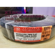 FAJAR  (80M)23/0.15 x 2C Twin Flat VDE Cable | 0.15x 2C Flexible Cable | Black Twin Flat Wire Wayar 