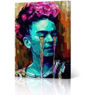 HB Art Design Frida Kahlo Canvas Wall Art Print Woman with Tears Colorful Portrait Pop Art Painting 