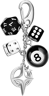 TUCEWP Black 8 Ball Keychain Lucky Pool Ball Keychain Gift for Billiards Grunge Star Keychain Goth P