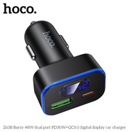 Hoco Z63B 48W fast charging charger with USB+Type-C port, digital screen displays charging informati