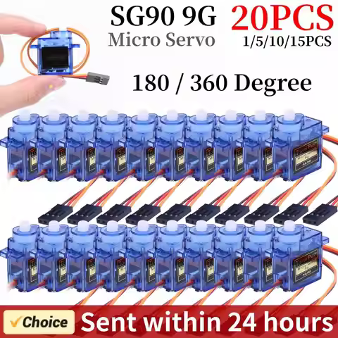 1-20pcs SG90 9G Micro Servo Servo Motor for RC Planes Robot Arm 180°/360° Fixed-Wing Servo Motor Con