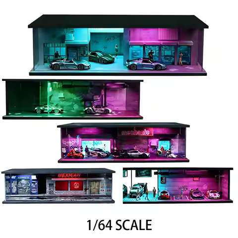 MoreArt 1:64 Car Garage Scene Diorama Models Assemble Collect Model Display Basement Miniatures Deco
