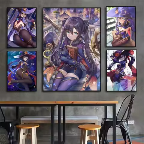 1pc Game Genshin Impact Accounts Mona Poster HD Posters Home Room Bar Cafe Decor Art Wall Painting P