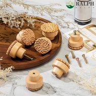 RALPH 12pcs Rattan Drawer Knobs, Round Rattan Weaving Handles for Bamboo Rattan, Home Handmade Burlywood Natural Wooden Drawer Pulls for Kitchen Kitchen Cupboard