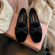 Butterfly Knot Niche Women's Spring Slip-On Grape Mom Retro Grandma Shoes2025Flat New Velvet Single 