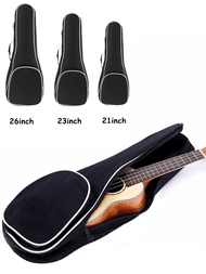 1入組黑色防水吉他袋(21/23/26吋),拉鍊肩帶加厚保護樂器保護袋,可當烏克麗麗背包