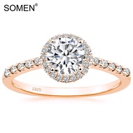 SOMEN 1.25CT 925 Sterling Silver Rings Cubic Zirconia Wedding Bands Rose Gold Promise Rings Round Ha