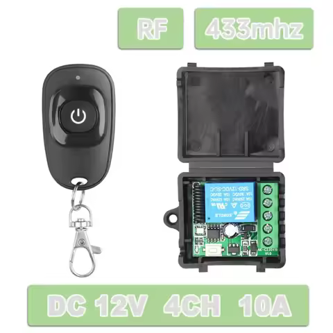 433Mhz RF Universal Remote Control DC 12V 1CH Relay Receiver Module 1 Button Transmitter for Gate Do