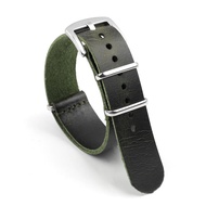 Nato Strap Leather Watch Band Brown Blue 20mm 22mm Watchband Vintage Handmade Replacement Watch Stra