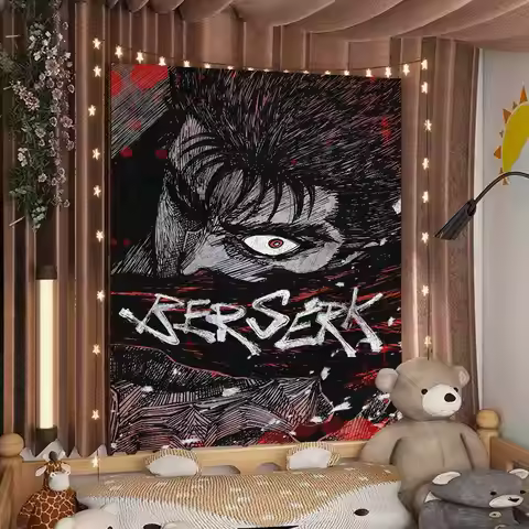 Kentaro Miura Berserk Guts Colorful Tapestry Wall Hanging Bohemian Wall Tapestries Mandala Wall Art 