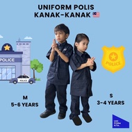 UNIFORM POLIS KANAK-KANAK SEPASANG | KIDS POLICE UNIFORM | PAKAIAN KERJAYA | KOSTUM BUDAK | BAJU CIT