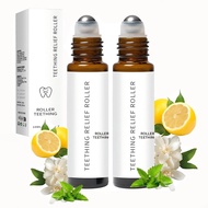 Teething Roller All Natural for Babies, Natural Gum Relief with Chamomile & Rose Oil, 2Pack