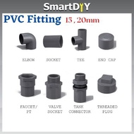 PVC Fitting Connector 15mm 20mm Socket Elbow Tee PT Socket Valve Socket End Cap Plug ( Class E )