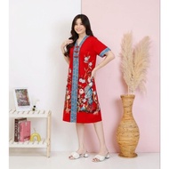 Dress Wanita Cheongsam Merah Imlek Cny Batik Jumbo Xl Busui