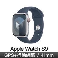 Apple Watch S9 GPS LTE 41mm 銀鋁/風暴藍運動錶帶-S/M MRHV3TA/A