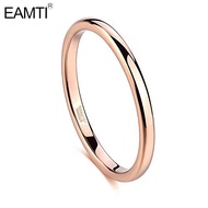 EAMTI 2mm Tungsten Ring Rose Gold Polished Engagement Wedding Bands for Women Size 4-12