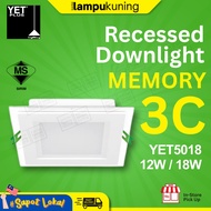 [SIRIM] YETPLUS Memory 3C SIRIM LED Recessed Downlight YET5018 Square 3 Colour