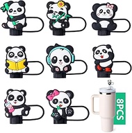 8-Piece Panda Straw Covers for Stanley Cup, 0.4in/10mm Diameter Straw Toppers Cap,Compatible with St