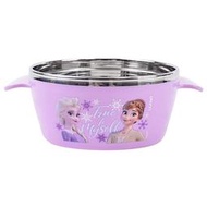 ♀高麗妹♀韓國 Disney FROZEN II《冰雪奇緣2》304不鏽鋼/雙層隔熱/防滑 扁平雙耳加大餐碗(紫色)預購