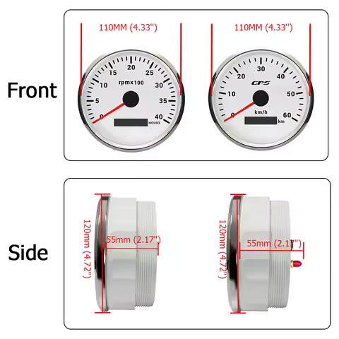 ELING 2 Gauge Kit 110mm 0-160MPH Speedometer GPS 0-4000RPM 8000RPM Tachometer with 7 Colors Backligh