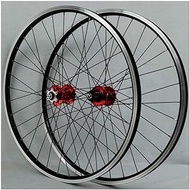 MTB Bike Wheelset For 26 Inch Wheels Double Layer Light Alloy Rim Sealed Bearing Disc/Rim Brake QR 7-11 Speed 32H,Red