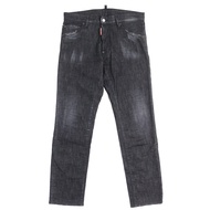 成色極佳 △DSQUARED2 23SS S74LB1227 COOL GUY 牛仔褲，棉質牛仔褲，帶品牌標誌貼片，做舊處理，紐帶門襟，黑色，46碼，正品男裝