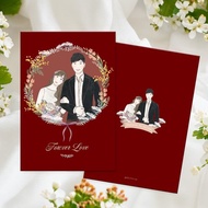 【客製化】結婚書套夾/結婚證書夾/書約-紅色花圈/似顏繪/照片/