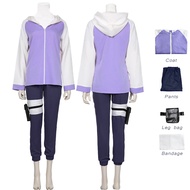 Anime Naruto Hinata Hyuga Trang Phục Cosplay Ninja Hinata Tím Áo Khoác Quần túi đeo chân Bộ Đầy Đủ t