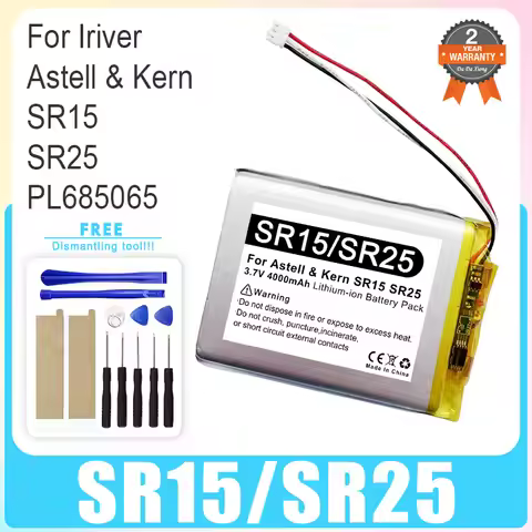Brand-New Replacement Battery For Iriver Astell & Kern SR15 SR25 PL685065 + Tools