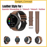 Leather Styles Strap For Garmin Vivoactive 4 , Garmin Venu 3 , Garmin Venu 2 , Garmin Active , Garmi