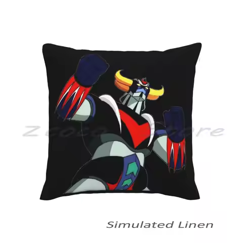 Goldrake Ufo Robot Pillowcase Lettering Throw Pillow Cover Cotton Flax Plush Pompom Ommik Cool Geek 