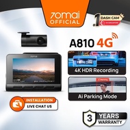 70mai A810 4K Dash Cam Dual Vision Car Recorder GPS ADAS 4G Remote Live View Front and Rear Dashcam