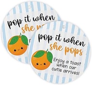 Little Cuties Pop It When She Pops Hang Tags 30pk 2.5” Circles Labels Baby Shower Summer Oranges Cha