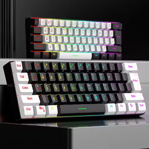 Rgb Keyboard Compact 61-key Wired Mechanical Gaming Keyboard with Rgb Light Design for Lightweight C