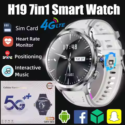 H19 Men's 4G/5G Smartwatch with Rotatable Camera - 1.95" HD Screen, 256GB ROM, WiFi & LTE Support