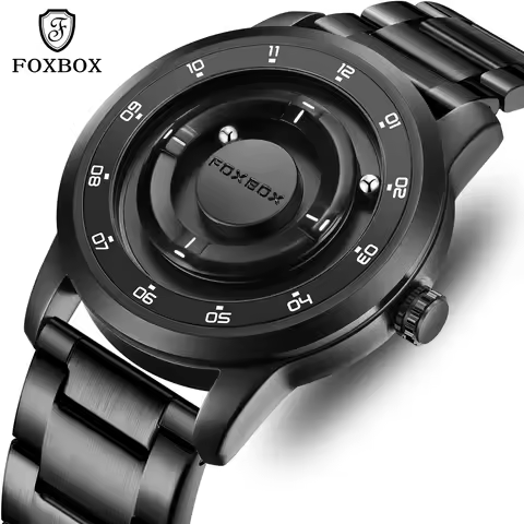 FOXBOX Watch Planet Design Fashion Floating Magnetic Pointer Free Ball Bearing Creative Simple Water