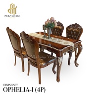 OPHELIA-I DINING SET (4P-150cm) ชุดโต๊ะอาหารหลุยส์ 4ที่นั่ง 150ซม. รุ่น โอฟิเลีย-1
