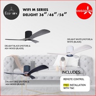 Eco-Airx WIFI M Series Delight 36" 46" 56" DC Motor Serie Ceiling Fan Remote Control &amp;3-tone LED light With Installation