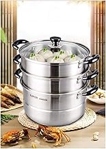 DPWH Steamer Three-layer Steamer 304 Stainless Steel Steamer Thickened Bottom Soup Pot 26cm Steamed Fish Steamed Bread Household Multi-layer Gas Cooker Universal