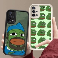 R91 Frog meme pepe Casing for OPPO A16K Reno 4 Lite A16E F17 Pro 4F A93 Black and White