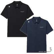 Descente Short-Sleeved Top Men's Polo Shirt Sunscreen Black/Dark Blue [Sports World] SQ323UPS72-BLK0